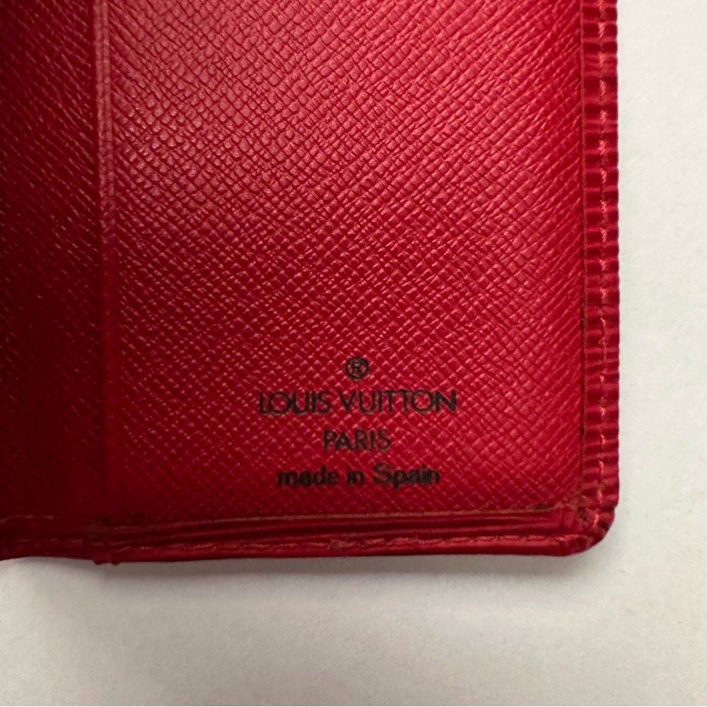 Louis Vuitton Epi Card Holder Red Leather Unisex Bifold Wallet Authentic - Picture 5 of 6